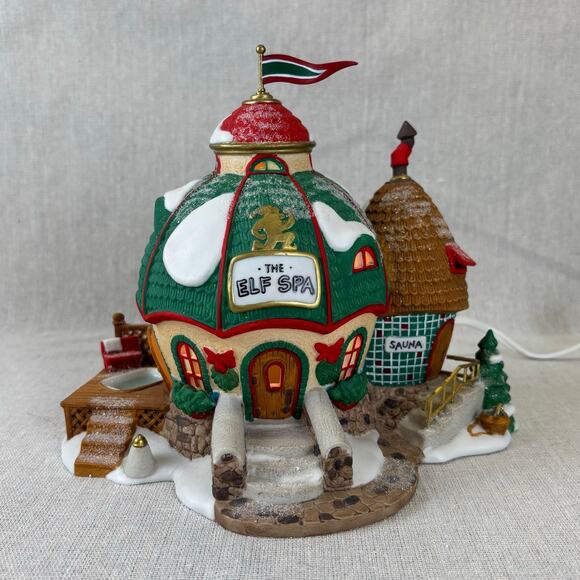 Department 56 North Pole Village Series Elf Spa, Retired 2001 - Picture 1 of 12